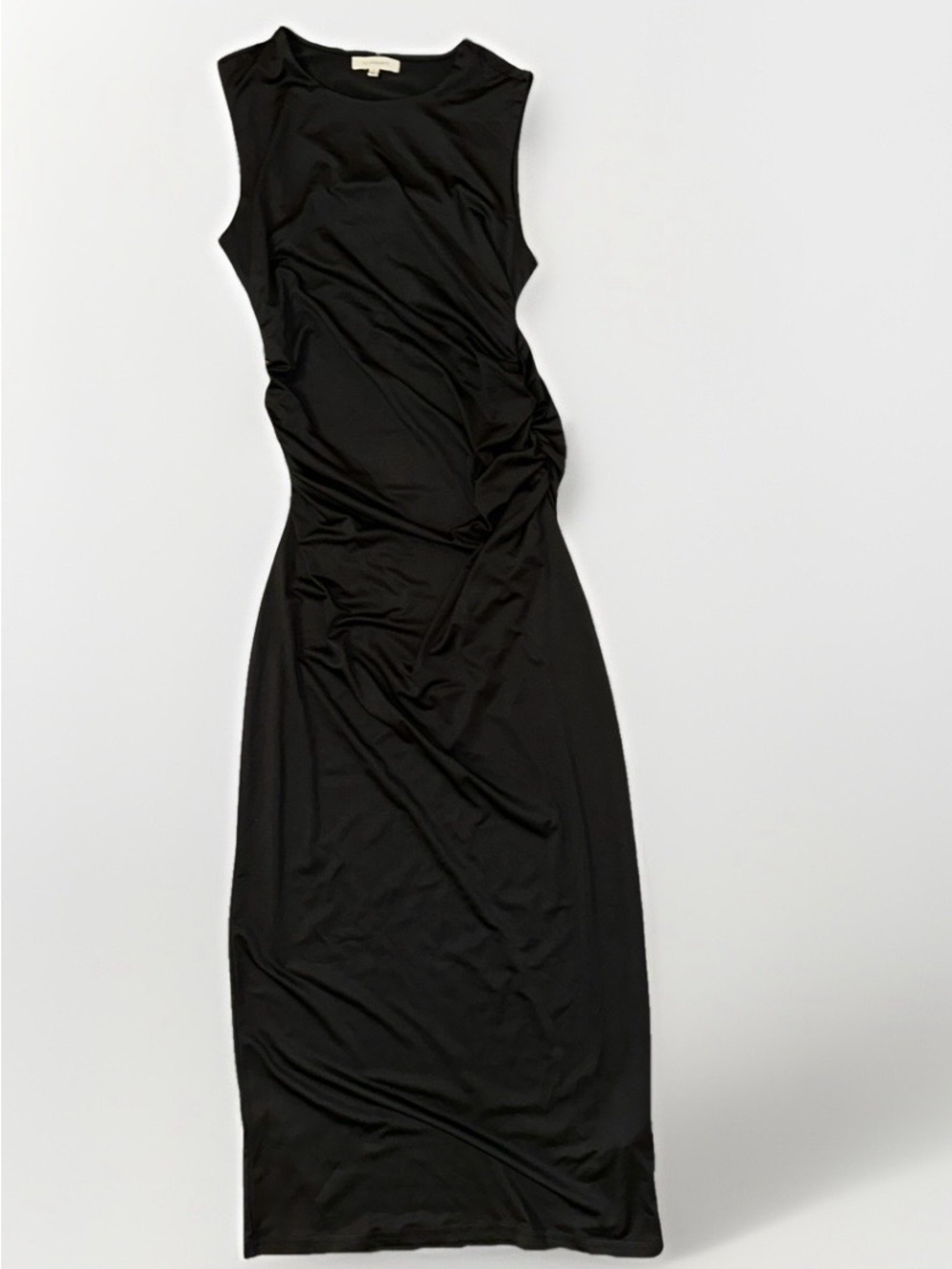 Sleeveless Black Maxi Dress with Side Ruching